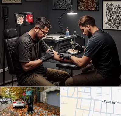 تاتو کار در خیابان فلسطین 