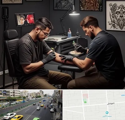 تاتو کار در خیابان دامپزشکی