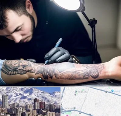 تاتو کار مرد در ازگل