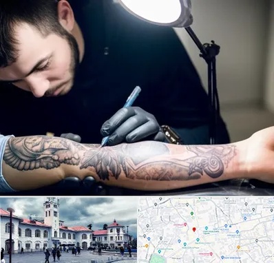 تاتو کار مرد در میدان شهرداری رشت