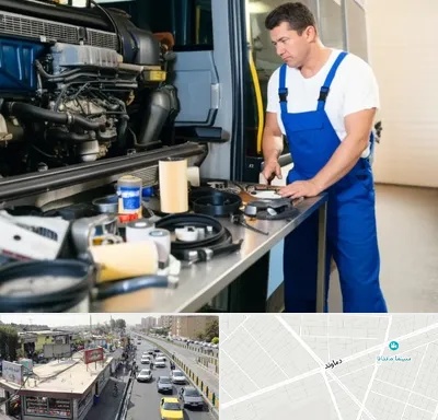 لوازم یدکی اتوبوس در خیابان دماوند