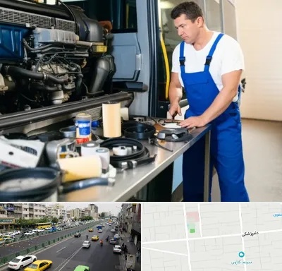 لوازم یدکی اتوبوس در خیابان دامپزشکی