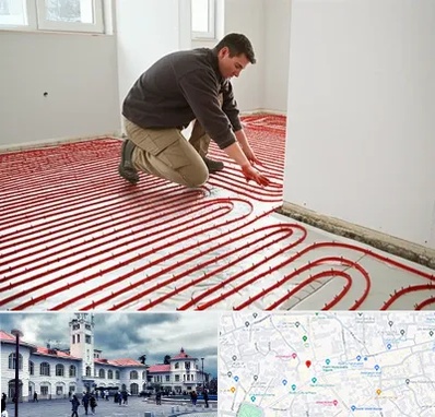 اجرای گرمایش از کف در میدان شهرداری رشت 