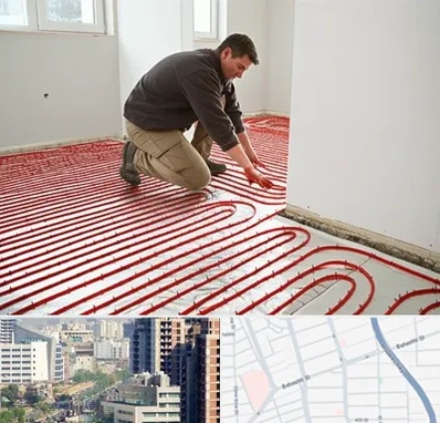 اجرای گرمایش از کف در خیابان بهشتی