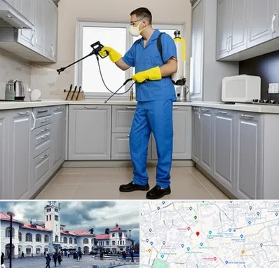 سمپاشی در میدان شهرداری رشت 