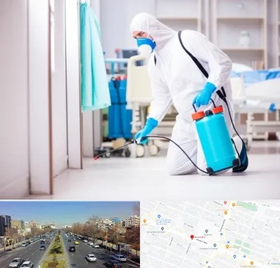 سمپاشی بیمارستان در بلوار معلم مشهد 