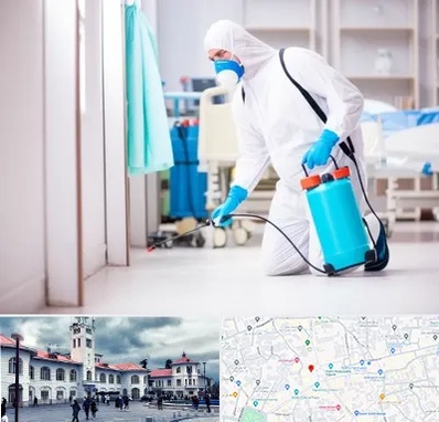 سمپاشی بیمارستان در میدان شهرداری رشت 