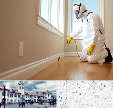 سمپاشی منازل در میدان شهرداری رشت 