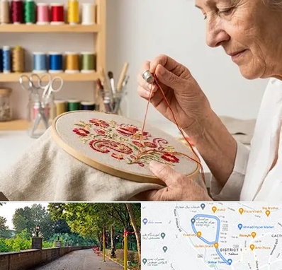 گلدوزی در فلکه گاز رشت 