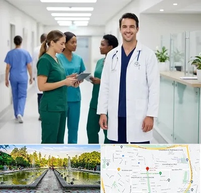 روپوش و اسکراب پزشکی در سرسبز 