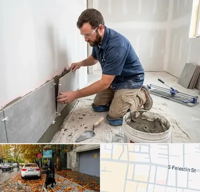 نصب کاشی و سرامیک در خیابان فلسطین