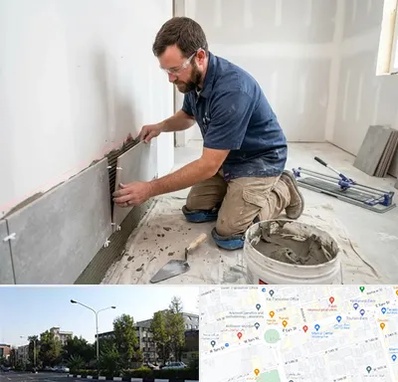 نصب کاشی و سرامیک در میدان کاج