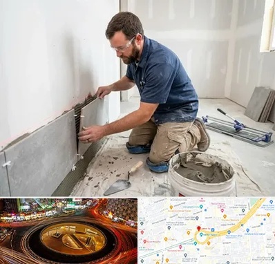 نصب کاشی و سرامیک در میدان ولیعصر