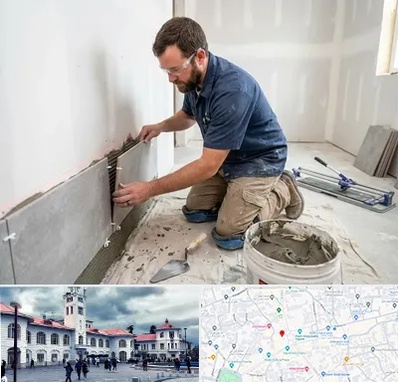 نصب کاشی و سرامیک در میدان شهرداری رشت