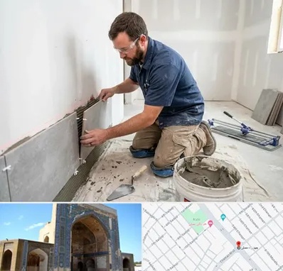 نصب کاشی و سرامیک در مصلی مشهد 