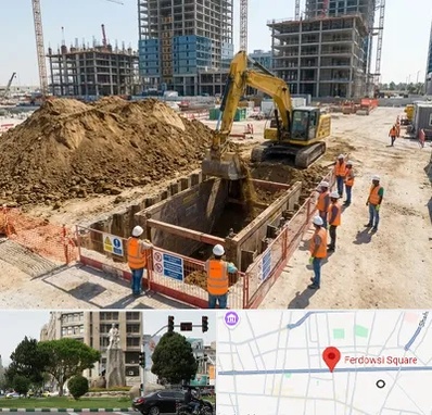 خاکبرداری و گودبرداری در میدان فردوسی تهران
