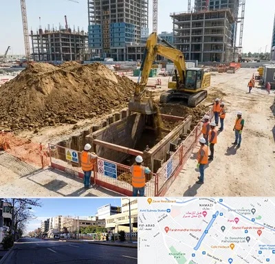 خاکبرداری و گودبرداری در خیابان ملاصدرا شیراز