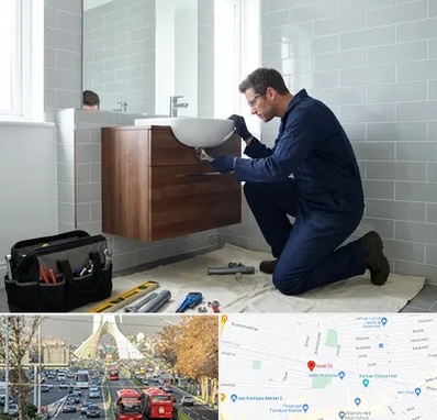 نصب روشویی در خیابان آزادی 
