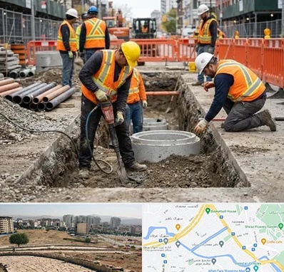 حفر چاه فاضلاب در کوی وحدت شیراز 