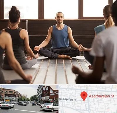 مربی یوگا در خیابان آذربایجان