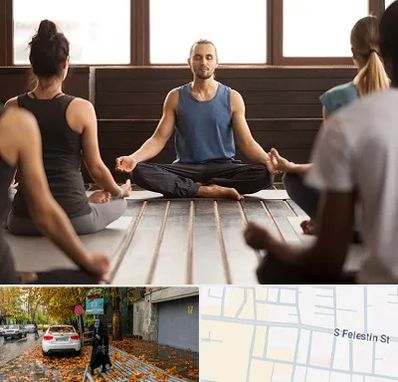 مربی یوگا در خیابان فلسطین