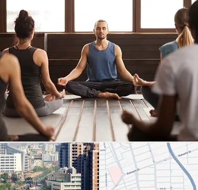 مربی یوگا در خیابان بهشتی