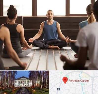 مربی یوگا در باغ فردوس