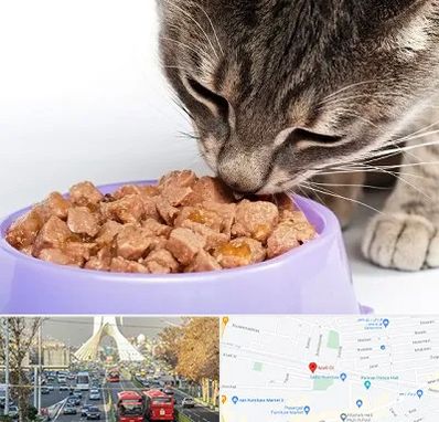 فروشگاه غذای گربه در خیابان آزادی