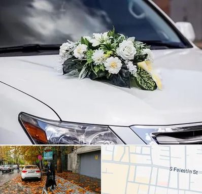 گل آرایی ماشین عروسی در خیابان فلسطین