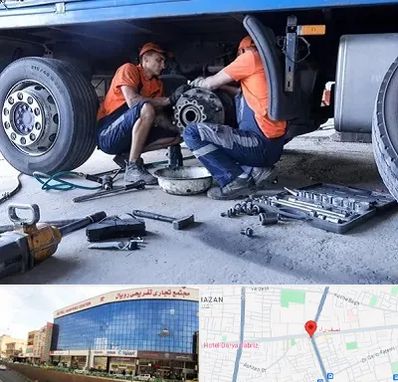 تعمیرگاه ماشین سنگین در نصف راه تبریز