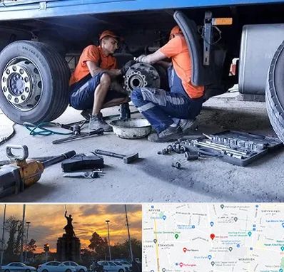 تعمیرگاه ماشین سنگین در میدان حر