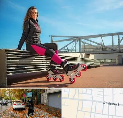 مربی اسکیت خانم در خیابان فلسطین