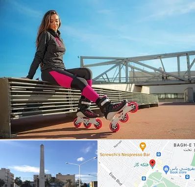 مربی اسکیت خانم در فلکه گاز شیراز