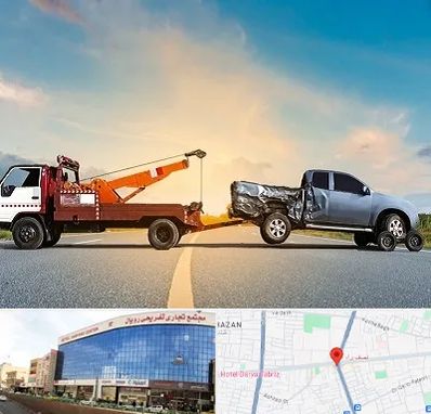 یدک کش شبانه روزی در نصف راه تبریز