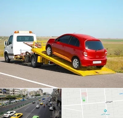 یدک کش خودرو در خیابان دامپزشکی