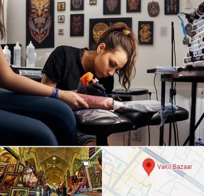 تاتو کار خانم در بازار وکیل شیراز