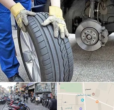 پنچرگیری در چهارراه استانبول