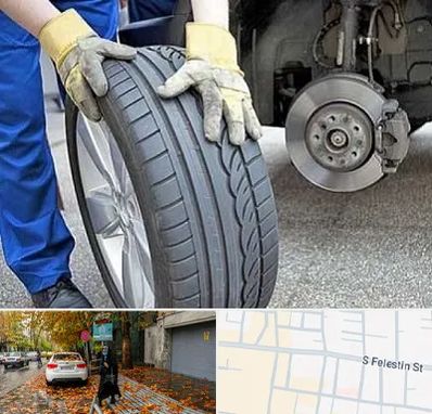 پنچرگیری در خیابان فلسطین