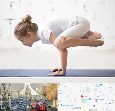 کلاس یوگا کودکان در خیابان آزادی