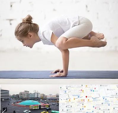 کلاس یوگا کودکان در میدان انقلاب