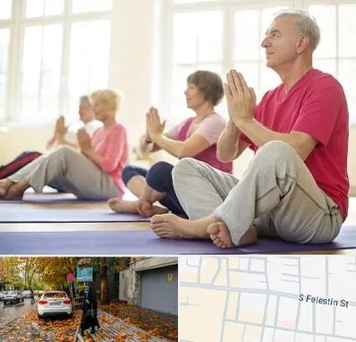 کلاس یوگا سالمندان در خیابان فلسطین