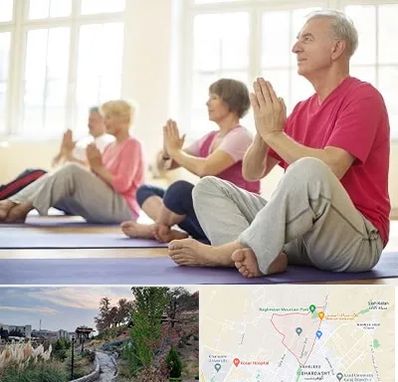 کلاس یوگا سالمندان در باغستان کرج