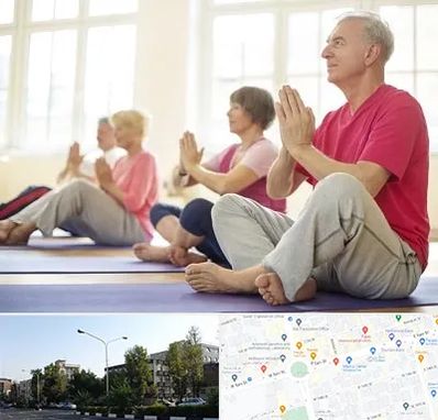 کلاس یوگا سالمندان در میدان کاج