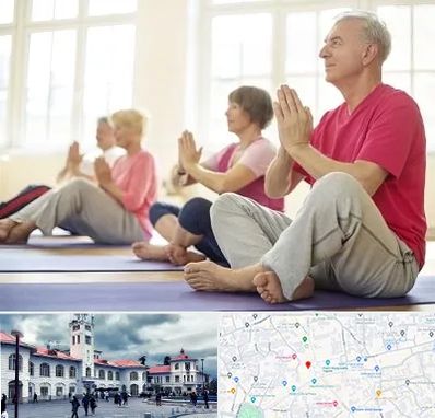 کلاس یوگا سالمندان در میدان شهرداری رشت