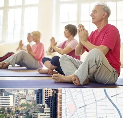 کلاس یوگا سالمندان در خیابان بهشتی