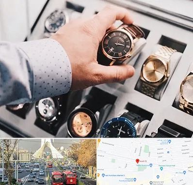 فروشگاه ساعت مچی در خیابان آزادی