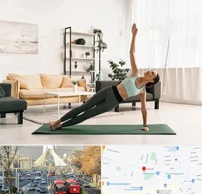 کلاس یوگا در خیابان آزادی