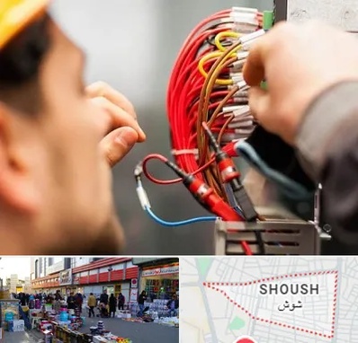 سیم کشی تلفن در شوش