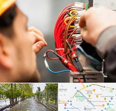 سیم کشی تلفن در خیابان ارم شیراز