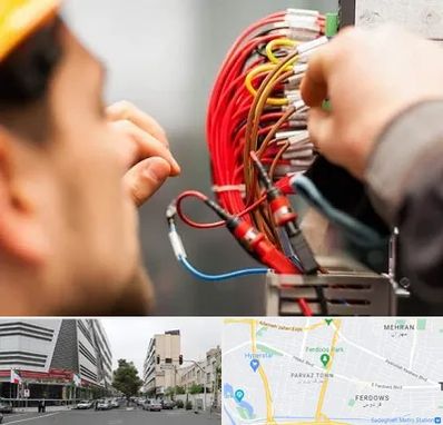 سیم کشی تلفن در بلوار فردوس